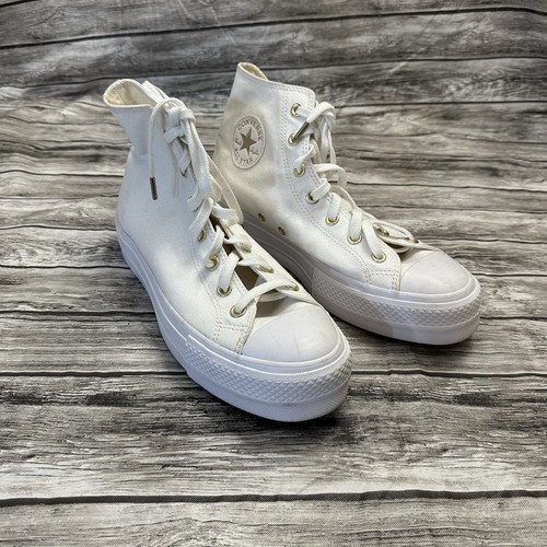 Converse Chuck Taylor All Star High Top White Platform Shoes Size 10 Womens