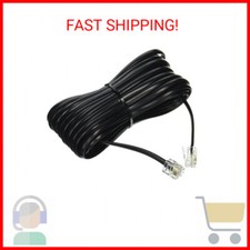 25' FT FOOT BLACK PHONE TELEPHONE EXTENSION CORD CABLE LINE WIRE WITH STANDARD R