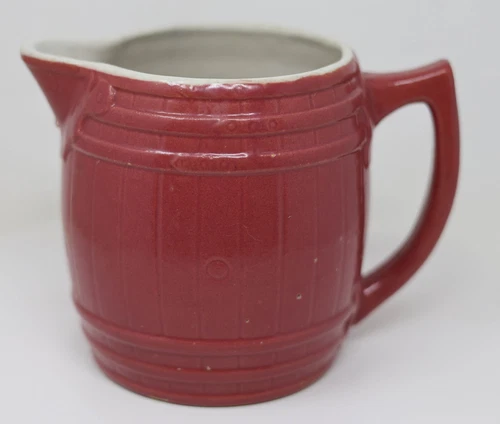Pre-1940's Vintage Uhl Milk Pitcher Mauve / Raspberry Stoneware Art Pottery VTG