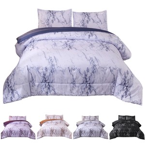 3 Pieces Marble Comforter Bed Set Duvet Cover Reversible Bedding