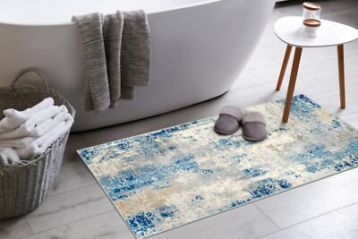 Modern Blue Kitchen Rugs2x4 Door Mat Indoor Entrance Non-Slip Small Runner Ru...