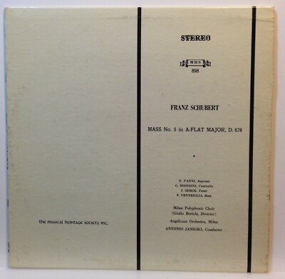 Franz Schubert : Mass No. 5 In A-flat Major, D. 678 Vinyl, LP, 1968 MHS *V.Good*