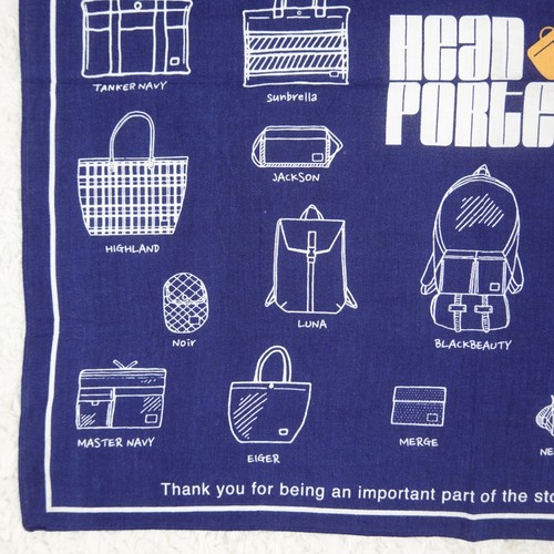 M562 HEAD PORTER Blue Cotton Scarf Scarves Pocket Square 20" X 20" - Picture 4 of 8