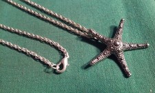 Vintage STARFISH 5-Point Pendant w/ 24" Chain Silver-Tone