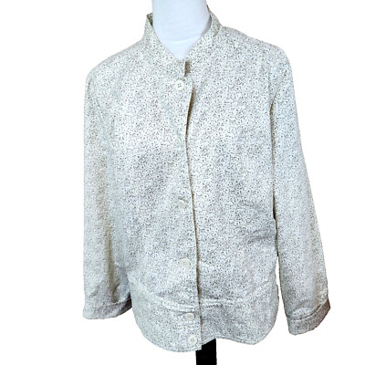 Christopher & Banks White & Gold Flecks Jacket Womens XL Lightweight Zip Coat