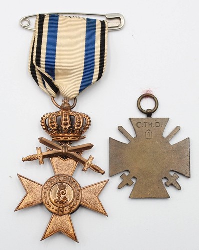 ✚ WW1 Deutsches Bayern Militär Verdienstkreuz 3. Kl. Mit Krone & Ehrenkreuz (3321) - Bild 3 von 5