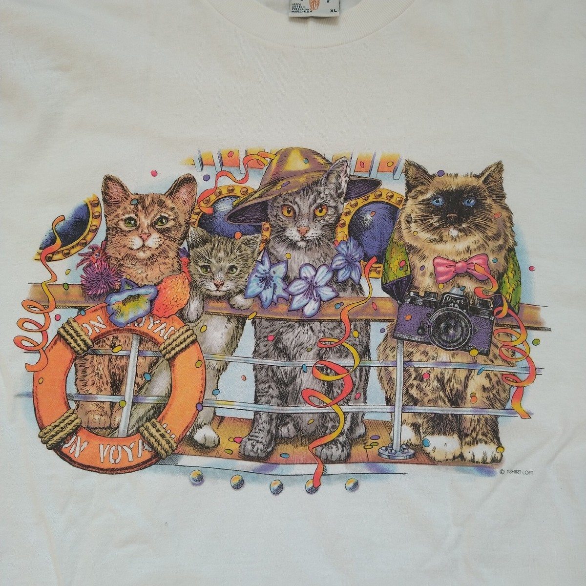 Vintage Prints of Tails Front and Back Cat Graphic T-Shirt Size XL