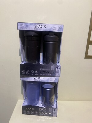 Core Küche 2er Pack Sicherung Kunststoff Shaker & Konvoi Edelstahl Flasche Set