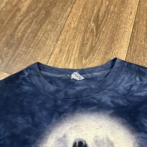 Vintage 2004 The Mountain Howling Wolf Husky Natur Tier blau Batik T-Shirt - Bild 6 von 8