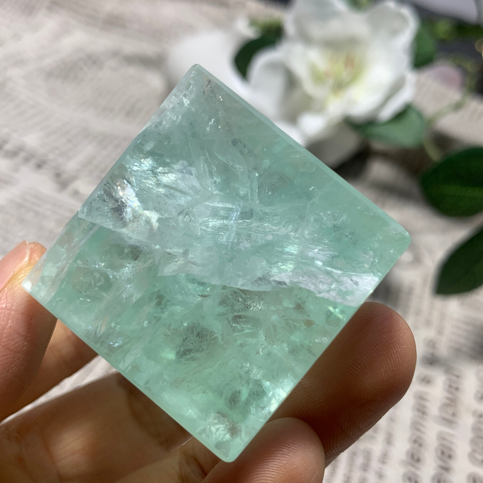 156g Natural Fluorite Quartz Cube for Energy Healing & Reiki