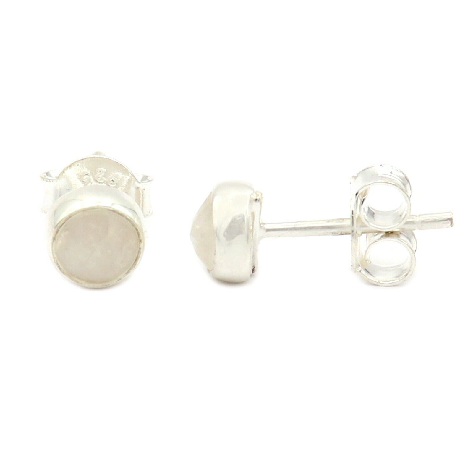 925 Sterling Silver Moonstone Round Gemstone Small Stud Jewelry ...