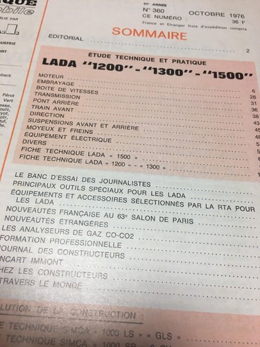 Revue Technique Automobile LADA 1200 1300 1500 édition 1976 RTA - Imagen 2 de 10