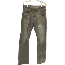True Religion Ricky Jeans Mens 30 Gray Distressed Relaxed Fit Straight Zip Fly