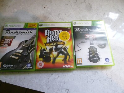 XBOX 360 GUITAR HERO SPIELE X3 ROCKSMITH, ROCKSMITH 2014 UND WORLD TOUR