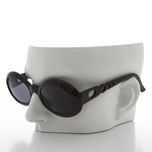 Oval Mod Retro Beatnik Vintage Sunglass Black Frame- Mable - Picture 4 of 5