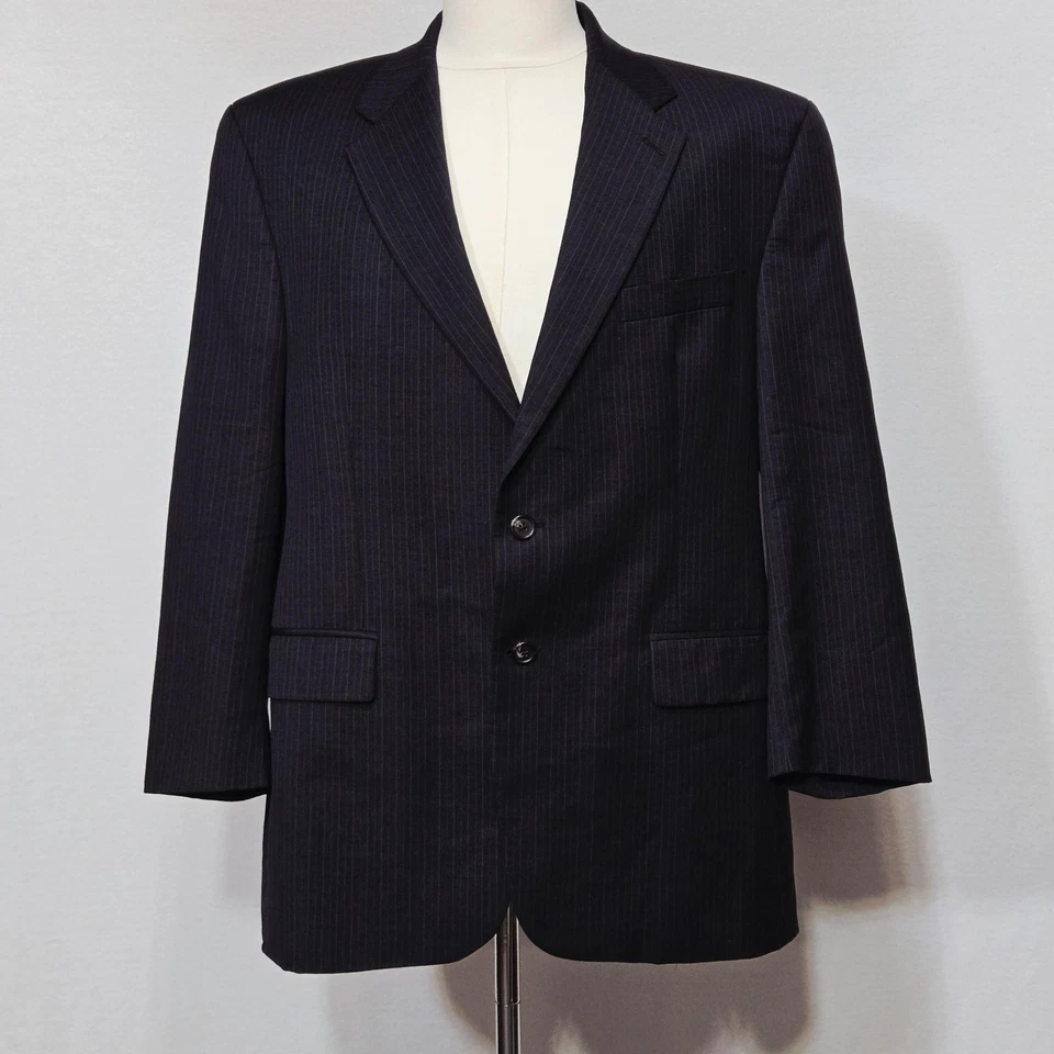 Chaps Ralph Lauren Blazer Mens Large Gray Pinstripe 2 Button Sport Coat - Image 2 of 4