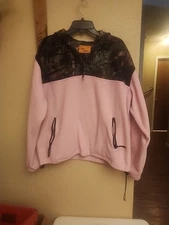 Trail Crest Pink Camo Pull Over Hoodie 1/4  Xl
