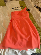 David's Coral Sleeveless Polyester Bridesmaid Dress, Size 6 Regular