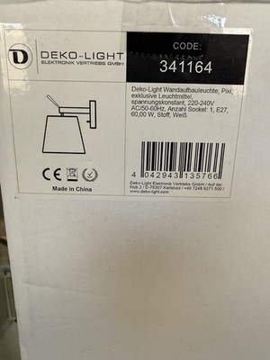 2× Deko-Light Wandleuchte  Pixi    Stoff weiß   E27   neu & OVP   LED-fähig