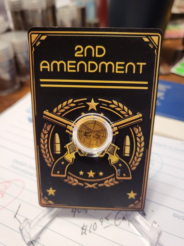 2nd Amendment 1/1000 oz Proof Strike Gold. Only 2000 MINTED. .999 fine Gold