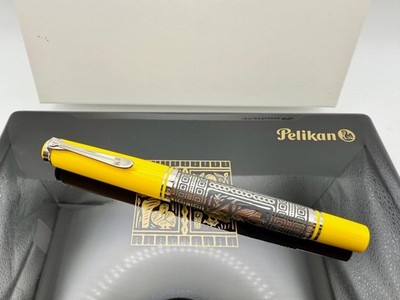 PELIKAN M710 YELLOW TOLEDO SE STERLING FOUNTAIN PEN M 18K NEW IN