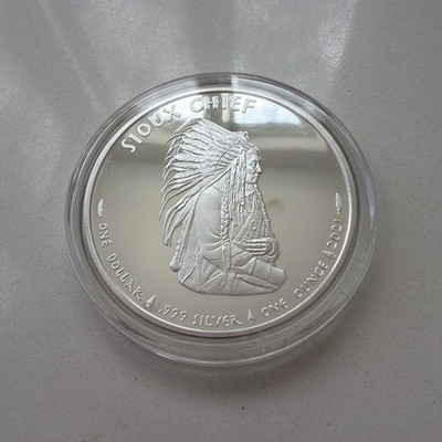 Sioux Chief Sovereign Nation Collectible Proof Coin 1 Troy Oz .999 - Rare Find