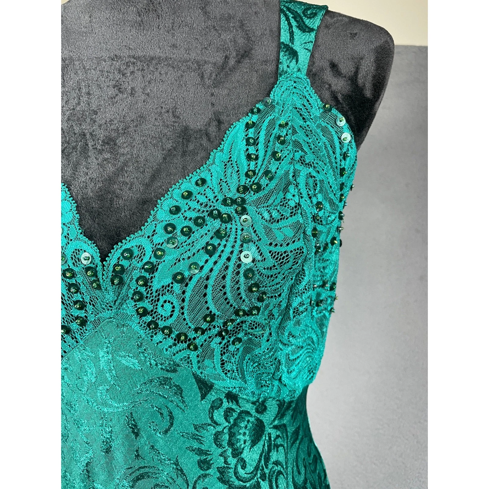 UNDERCOVER Abito slip paillettes verde smeraldo vintage Victoria's Secret anni 90 donna taglia L