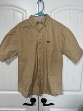 Carhartt Shirt Mens Medium Tan Short Sleeve Button Up Workwear 100 Cotton