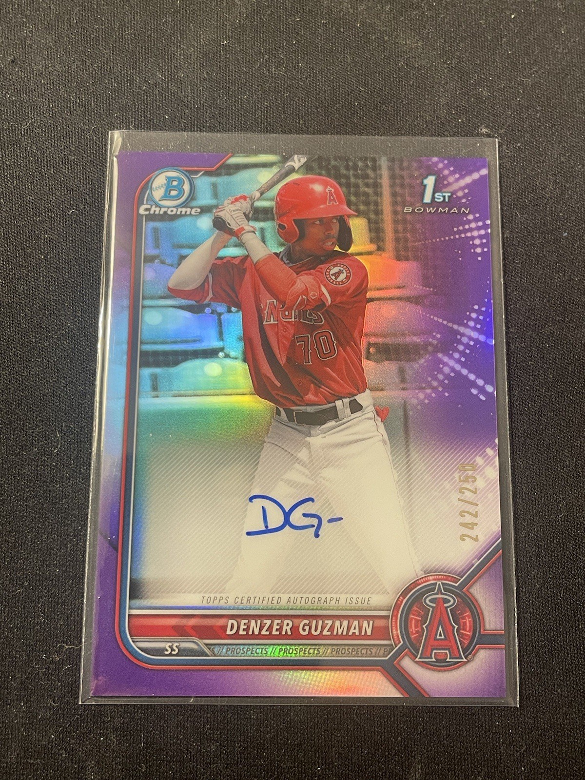 2022 Bowman - Chrome Prospects Denzer Guzman Purple Refractor Auto /250 CPA-DG