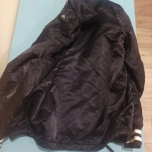 Franklin & Marshall Varsity Bomber Jacket Black Satin - Size L - Good Condition image 5