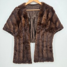 Vintage Genuine Mink Fur Stole/Shawl/Wrap Lined Formal Adjustable Winter Luxury