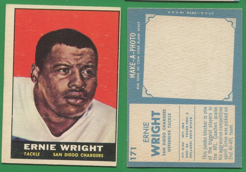 1961 Topps Football ~~~ ERNIE WRIGHT ~~~ No. 171 ~~~ Free S/H