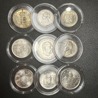 Lot de 9 Monnaies en Argent Étrangères ! Bon Lot !!! Réf MT15