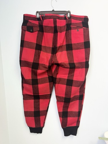 Vintage 50s Buffalo Plaid Wool Hunting Pants Red Black Outdoor Workwear - Picture 8 of 11
