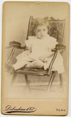 Baby Girl , Vintage Children CDV Photo by Debenham , York UK