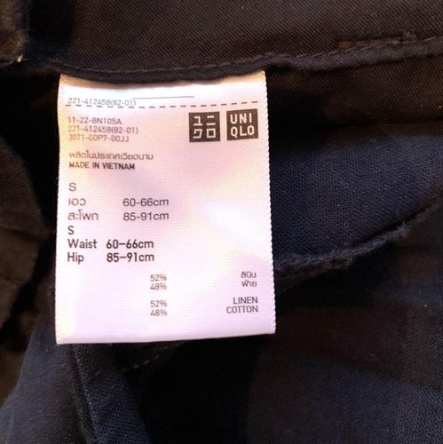 Pantalon droit large coton boutiques lin uniqlo S/marine, confortable, occasion