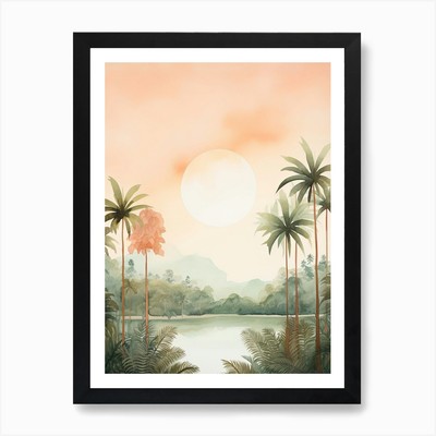 Watercolour Painting Of Borneo Rain Framed Wall Art Poster Canvas Print Picture
