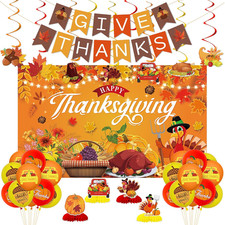 Fall Thanksgiving Party Decorations Set, Give Thanks Banner Happy Thanksgiving B