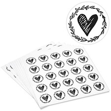 Heart Stickers - 1.25-Inch Clear Vinyl, 250 Pack Envelope Seal Stickers -