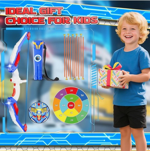 Kids Bow and Arrow Set, LED Light Up Archery Toy Set with 10 Suction Cup Arrows, - Picture 6 of 6