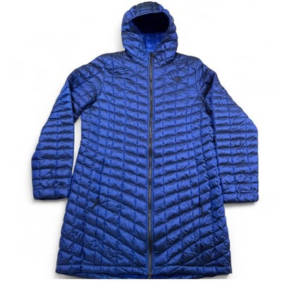 The North Face Thermoball Parka Womens XL Blue Hooded Insulated Long Coat