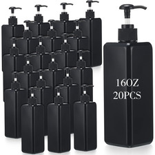 20 Pack 16Oz/ 500Ml Plastic Empty Bottles Refillable Shampoo Containers