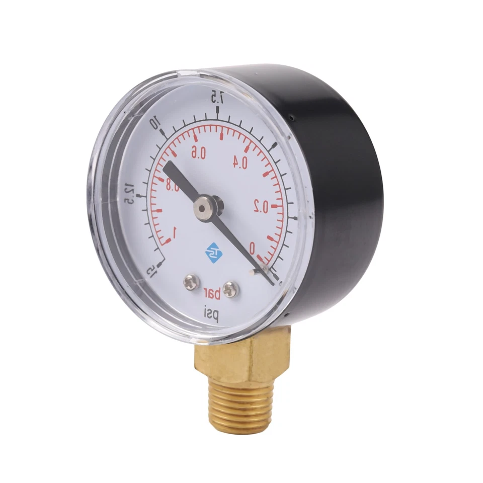 0-1bar 50mm Water Pressure Meter 1/4 inch NPT Thread Manometer -50-15psi N6W4 - Image 3 of 4