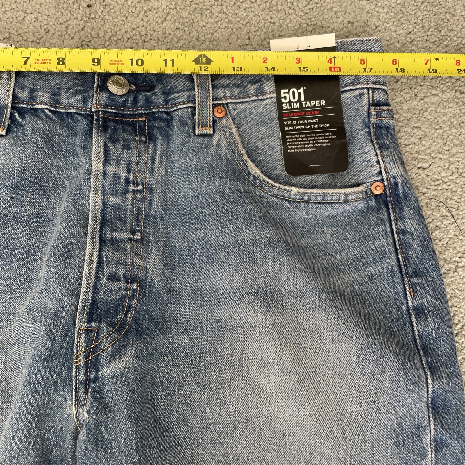 Levi's 511 Big E Slim Premium Selvedge Denim Blue Distressed Jeans Mens Sz 34x30 thumbnail 15