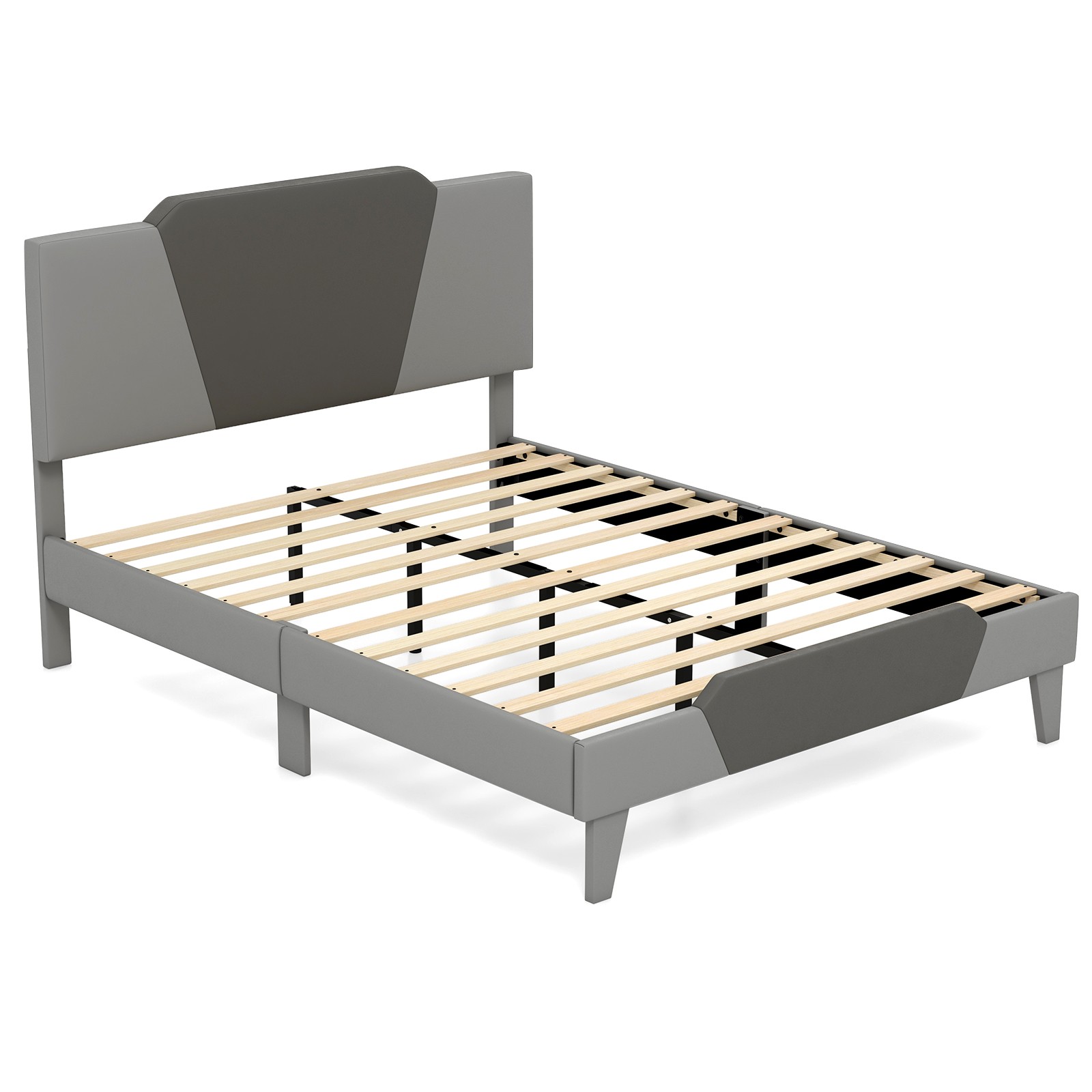 Full Size Upholstered Platform Bed Frame Velvet Headboard Mattress Foundation