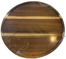 New 14” Round Solid Acacia Wood Serving Charcuterie Tray Board 