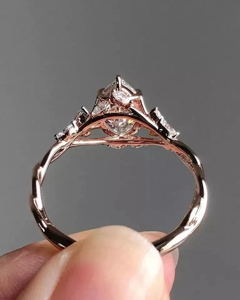 2Ct Marquise Cut Lab-Created Diamond Wedding Gift Her 14k White Gold Finish Ring - Image 2 of 4