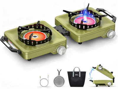 #ad Propane Camping Stove 2 Burner 36000 BTU Infrared amp; Open Flame Hybrid Windpr $57.03