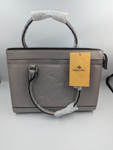 Borsa a tracolla Patricia Nash Josselin in pelle lavorata - Grigio pietra | Nuova con etichette