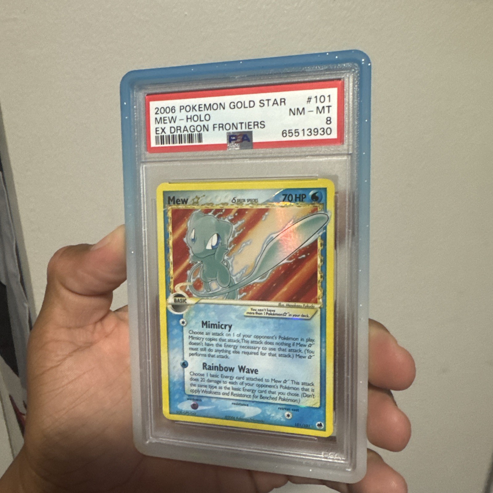 Mew Gold Star Dragon Frontier PSA 8 Pokemon Card 2005 view 3